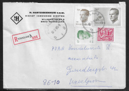 Belgium. Stamps Mi. 2165, Mi. 2178, Mi. 2179, Mi. 2103 On Registered Letter Sent From Roeselare On 18.02.1985 For Wevelg - Cartas & Documentos