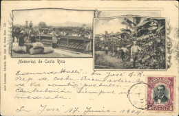 COSTA RICA 2 VISTAS SAN JOSE ED. LEHMANN 1904 - Costa Rica