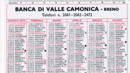 Calendarietto - Banca Di Valle Canonica - Breno - Anno 1972 - Petit Format : 1971-80