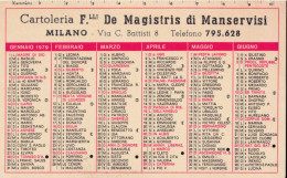 Calendarietto - Cartoleria F.llii De Magistris Di Manservisi - Milano - Anno 1979 - Petit Format : 1971-80