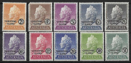 CHRISTMAS Is...QUEEN ELIZABETH II..(1952-22.)....." 1958..".....SET OF 10.....4c HAS PULLED PERF.......MH.. - Christmas Island