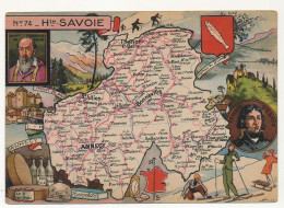 CPSM - HAUTE-SAVOIE  - Carte Du Département De Haute-Savoie - Blondel La Rougery édit. - 1945 - Altri & Non Classificati