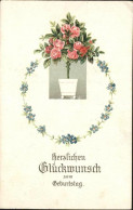 72349327 Geburtstag Rosen Vergissmeinnicht Litho Geburtstag - Geburtstag