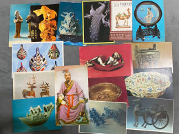 Mix Lot Of 16 Jade, Wood Carving, Stone, Pillow, Art Treasures Collection China Postcard - Sammlungen & Sammellose
