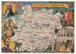 CPSM - LOT-ET-GARONNE - Carte Du Département De Lot-et-Garonne - Blondel La Rougery édit. - 1945 - Sonstige & Ohne Zuordnung