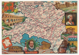CPSM - GARD - Carte Du Département Du Gard - Blondel La Rougery édit. - 1945 - Andere & Zonder Classificatie