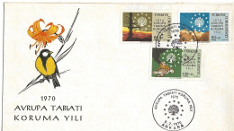 Turkey 1970 Europa, European Conservation Year, Protection Of Water Sources, Flora, The Game, Bird ,  Mi 2158-2160, FDC - Cartas & Documentos