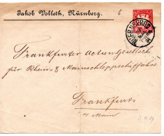 62083 - Altdeutschland / Bayern - 1894 - 10Pfg PGAUmschlag (senkr Bug) "Volleth / Nuernberg" NUERNBERG -> FRANKFURT - Postal  Stationery