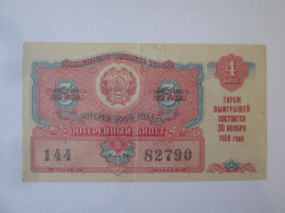 Russia 3 Rubles 1959 Lottery Ticket/billet De Loterie,see Pictures - Biglietti Della Lotteria