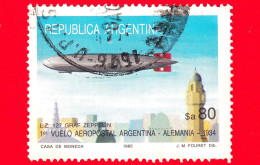 ARGENTINA - Usato -  1985 - Aerei - Primo Volo Argentina - Germania - L-Z 127 Graf Zeppelin - 80 - Usados