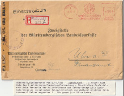 ALLEMAGNE DEUTSCHLAND GERMANY ATM Lettre Censure Militaire  Militär-Zensur 1945 Württembergische Landessparkasse - Covers & Documents