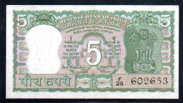 509-Inde 5 Rupees 1969/70 F26 Sig.77 - India