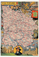 CPSM - NIÈVRE - Carte Du Département De La Nièvre - Blondel La Rougery édit. - 1945 - Andere & Zonder Classificatie