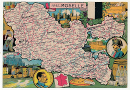 CPSM - MOSELLE - Carte Du Département De La Moselle - Blondel La Rougery édit. - 1945 - Autres & Non Classés