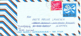 Israel Aerogramme 10-2-1975 Sent To Denmark - Covers & Documents