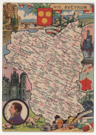 CPSM - AVEYRON - Carte Du Département De L' Aveyron - Blondel La Rougery édit. - 1945 - Autres & Non Classés