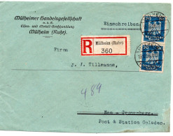 62112 - Deutsches Reich - 1926 - 2@20Pfg Adler A R-Bf MUELHEIM -> OPLADEN - Lettres & Documents