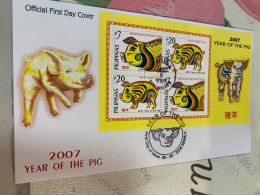 Philippines Stamp New Year Pig MNH 2007 S/s FDC - Filipinas