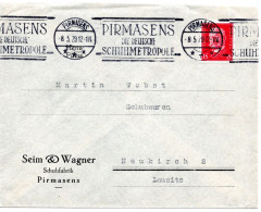 62123 - Deutsches Reich - 1929 - 15Pfg Hindenburg EF A Bf PIRMASENS - ... DEUTSCHE SCHUHMETROPOLE -> Neukirch - Cartas & Documentos