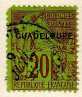 Guadeloupe - (1891) -     20  C. Timbre Des Colonies Generales Surcharge  Guadeloupe -  Oblitere - Gebraucht