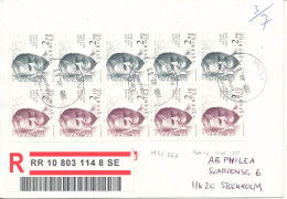 Sweden Registered Cover Sent To Stockholm 3-7-2009 With 2 X Booklet Panes Oluf Palme 5 Pair And Christmas 5 Pair - Lettres & Documents