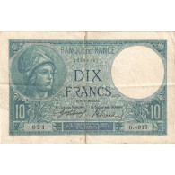 France, 10 Francs, Minerve, 1918, O.4917, TTB, Fayette:6.3, KM:73a - 10 F 1916-1942 ''Minerve''