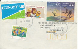 Christmas Island / Australia Cover Sent Air Mail To Denmark Gympie 26-7-1993 - Christmas Island