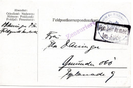 62137 - Österreich - 1917 - Zens FpKte V Feldgericht Innsbruck Kastenstpl VON DER ARMEE IM FELDE -> Gmunden - Covers & Documents