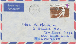 GB 1977, Tennis 13 P As Single Postage On Air Mail Cover From“DERBY“ To „ST. IVES, New South Wales, Australia“ - Postwaardestukken