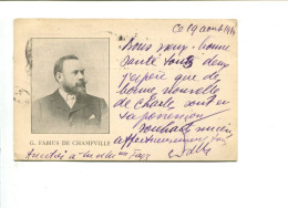 G. FABIUS DE CHAMPVILLE Carte Autographe Avec Portrait - Dramaturge / Magnétiseur / Franc Maçon - Schrijvers