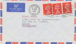 GB 17.9.1970, Machin 4d CB (3 X) Rare Multiple Postage On Air Mail Cover From“ASHFORD / KENT“ To „ZÜRICH, Switzerland“ - Stamped Stationery, Airletters & Aerogrammes