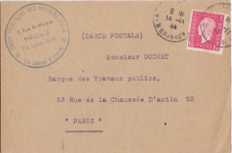 CP (Les Cannes Blanches) Obl. Marseille Entrepot Le 14/11/44 Sur 1f50 Dulac Rose N° 691 (Tarif Du 5/1/42) - 1944-45 Marianna Di Dulac