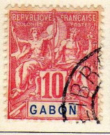 Gabon - (1904-07)  - 10 C. . Type Groupe -  Oblitere - Usati