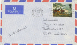 GB 1967, Paintings (Horses) 9d Rare Single Postage On Air Mail Cover From“LYNTON AND LYNMOUTH / DEVON“ To „ZÜRICH, - Stamped Stationery, Airletters & Aerogrammes