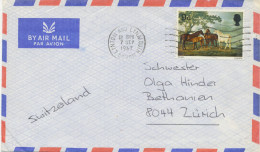 GB 1967, Paintings (Horses) 9d Rare Single Postage On Air Mail Cover From“LYNTON AND LYNMOUTH / DEVON“ To „ZÜRICH, - Postwaardestukken