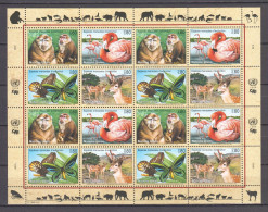 United Nations Geneva 1998 Kleinbogen Mi 330-333 MNH MACAQUE MONKEY - FLAMINGO BIRDS - BUTTERFLIES - DEER - Flamingo