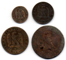 FRANCE, Set Of Four Coins 1, 2, 5, 10 Centimes, Bronze, Year 1854-A, 1855-A,  KM # 775.1, 776.1, 777.1, 771.1 - Otros & Sin Clasificación