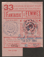 Coupon D'achat 1943 Cluny ( Saone-et-Loire ) " Chaussures Fantaisie Pour Femmes  " Carte Ravitaillement - Fictifs & Spécimens