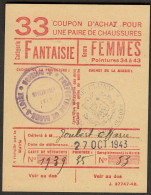 Coupon D'achat 1943 Cluny ( Saone-et-Loire ) " Chaussures Fantaisie Pour Femmes  " Carte Ravitaillement - Specimen