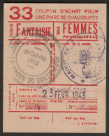 Coupon D'achat 1943 Cluny ( Saone-et-Loire ) " Chaussures Fantaisie Pour Femmes  " Carte Ravitaillement - Specimen