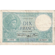 France, 10 Francs, Minerve, 1940, N.79937, TB, Fayette:07.21, KM:84 - 10 F 1916-1942 ''Minerve''