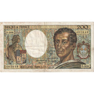 France, 200 Francs, Montesquieu, 1981, D.008, TTB, Fayette:70.01, KM:155a - 200 F 1981-1994 ''Montesquieu''