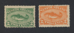 2x Newfoundland Stamps; #47-2c Green MNH, & #48-2c Orange F/VF MH GV = $90.00 - 1857-1861