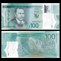 Jamaica 2022 Plastic Banknotes Paper Money 100 Dollars Polymer  UNC   Banknote 60th Anniversary Of Independence - Jamaique