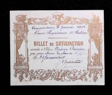 Billet De Satisfaction, Cours Supérieur, 1909 - Diploma & School Reports