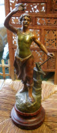 Statue Forgeron "Le Travail" Régule Par Charles Ruchot Belle Patine Haut 42.30 Cm Dont Socle Bois Tbe - Other & Unclassified