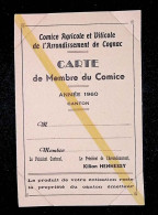 Carte De Membre Du Comice Agricole Et Viticole De L'arrondissement De Cognac, Vierge, 1960 - Unclassified