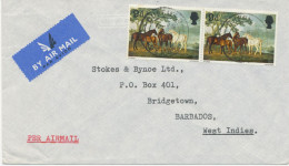 GB 1967 Horses (Paintings) 9d (pair) Rare Multiple Postage On Air Mail Cover (airmail Postage = 1sh6d) From“DUFFIELD / D - Entiers Postaux