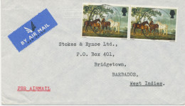 GB 1967 Horses (Paintings) 9d (pair) Rare Multiple Postage On Air Mail Cover (airmail Postage = 1sh6d) From“DUFFIELD / D - Postwaardestukken