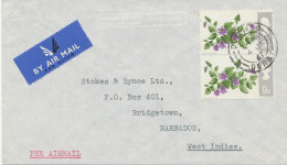 GB 1967, Flowers 9d (pair) Rare Multiple Postage On Air Mail Cover (Airmail Postage = 1sh6d) From “DUFFIELD / DERBY“ - Stamped Stationery, Airletters & Aerogrammes